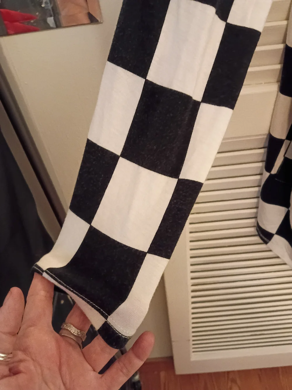 Zenana Outfitters Black & White Checkerboard Open Cardigan